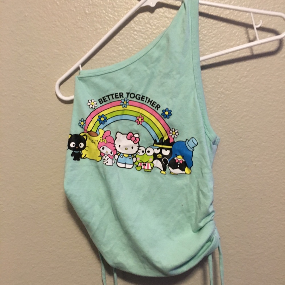 Off the shoulder hello kitty shirt